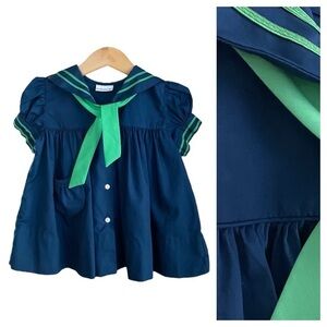 C.I. Castro Navy Blue Green Sailor Dress